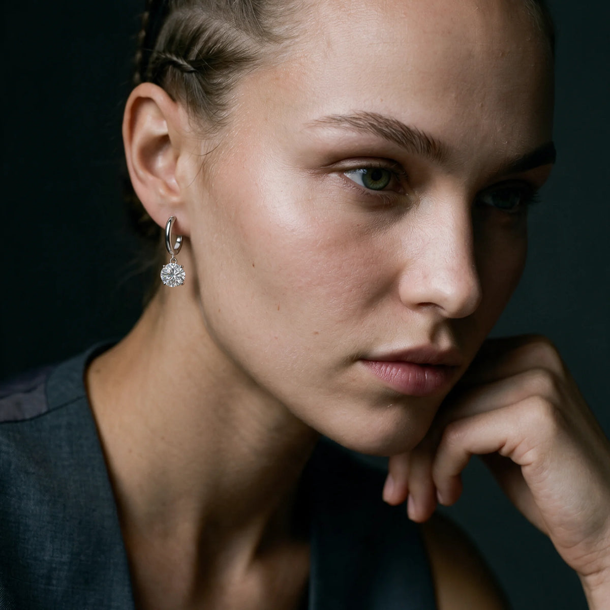 Moissanite Dangle Hoop Earrings — product image 6
